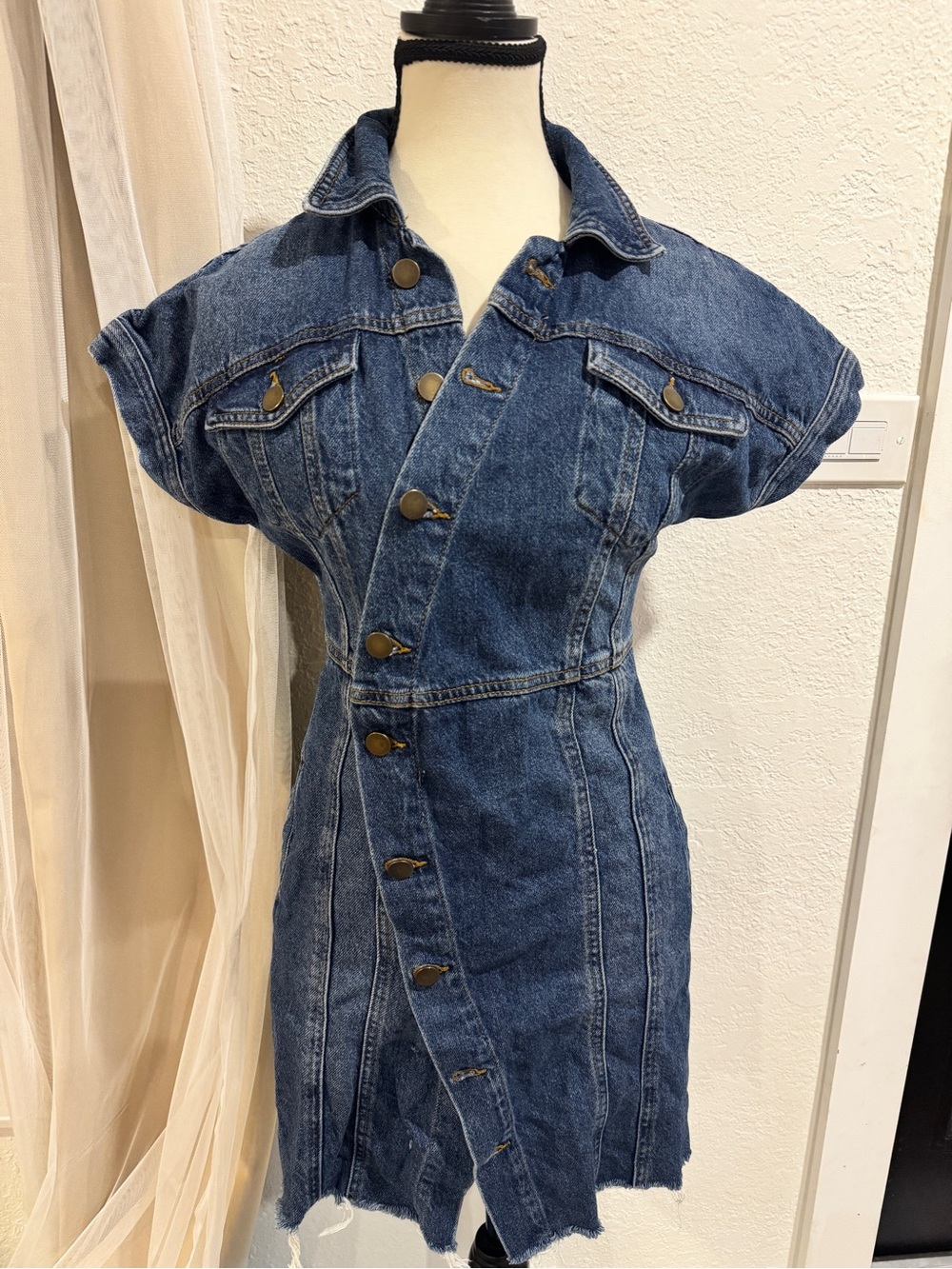 Free People Denim Button-Front Women’s Dress - Blue